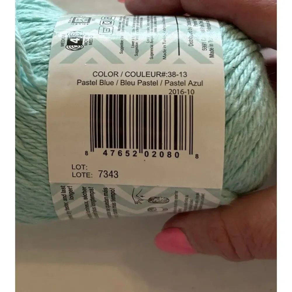 Vtg‎ Lot of 2 Skeins Premier Home Cotton yarn #38-13 Pastel Blue 2.8 oz 140 yds